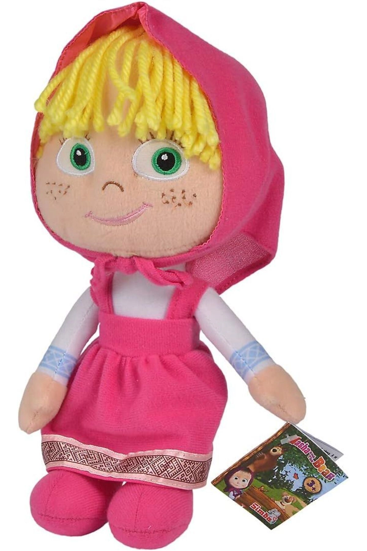 Masha and The Bear Masha Rag Doll - Wool Blonde Hair Pink Dress