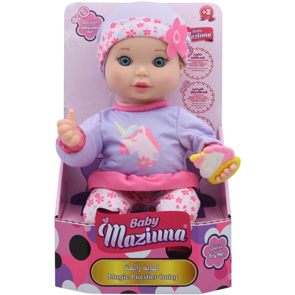 Baby Maziuna Magic Baby Pacifier Doll - multicolour 28 cm