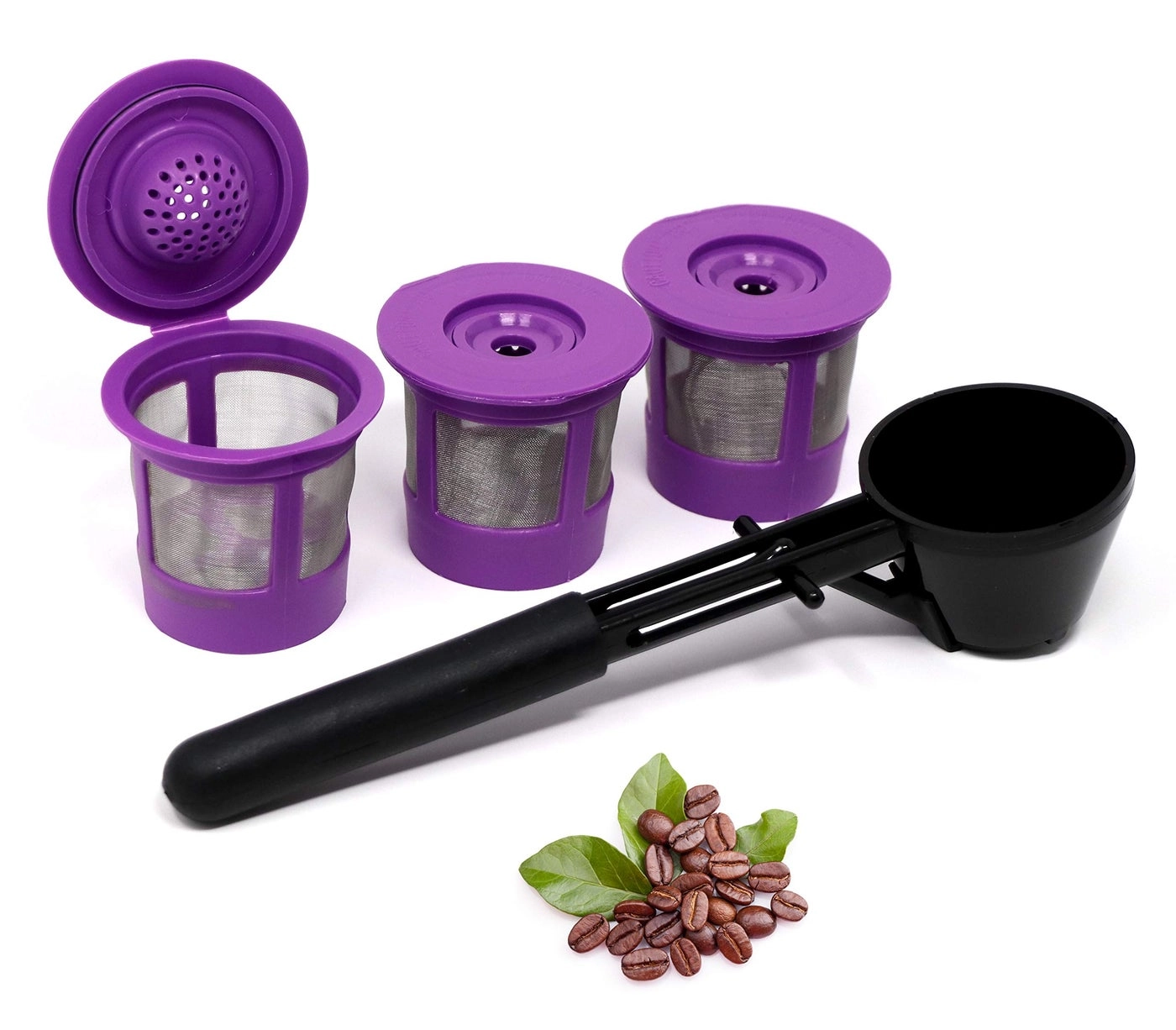 PUREHQ Reusable K-Cups Coffee Filter Pod - 3 Pack Coffee Scoop Funnel