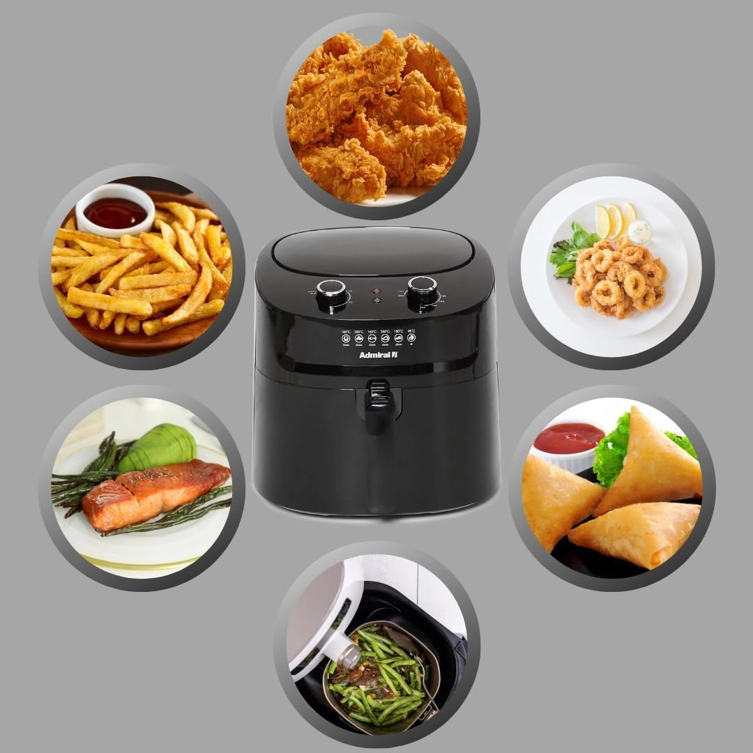 Air Fryer ADAF65BL - Knob Control Cool Touch Handle Detachable Basket