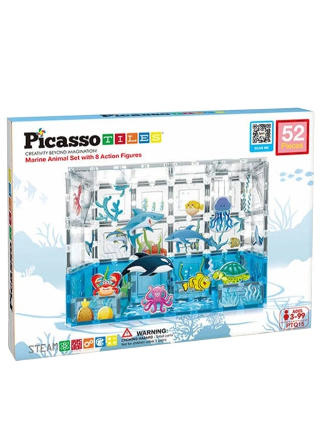 Magnetic Tiles Aquarium Marine Animal Set - Sea Creature Figures 52 pcs