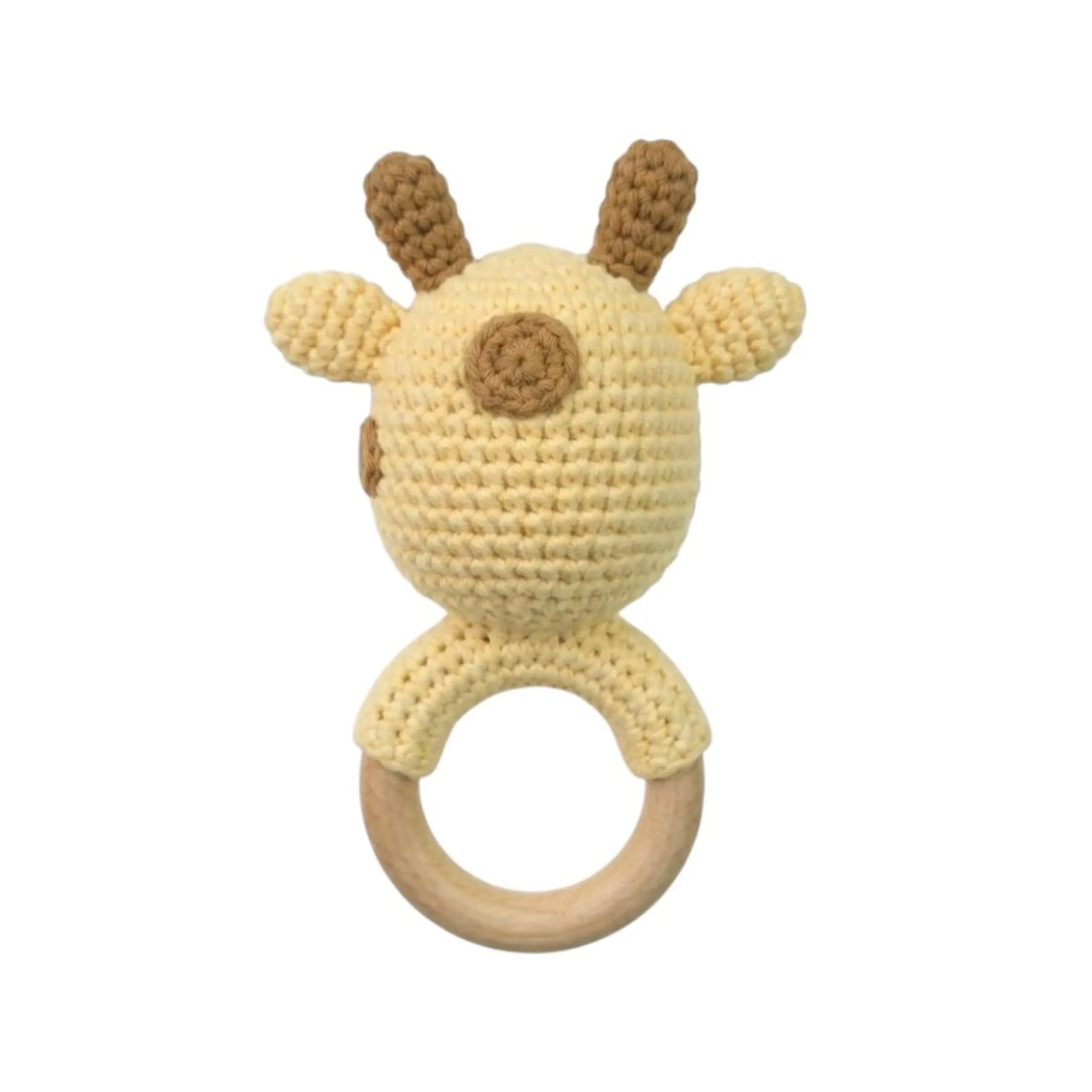 Crochet Wooden Teething Ring Rattle