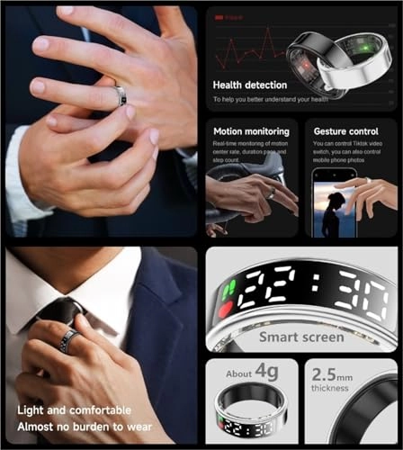 Smart Ring Health Tracker - LED Display IP68 Waterproof