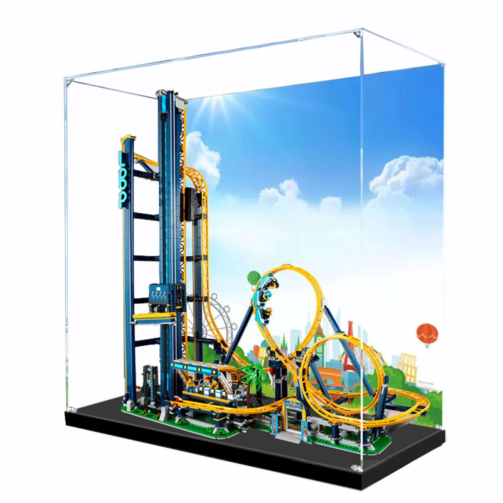 TIANQING Acrylic Display Case (10303) - 90 x 40 x 100 cm With Background