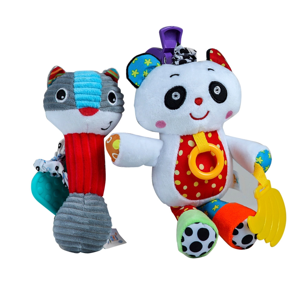 Esabela We Stitch Luv Vibrate & voice making panda + Cat rattle - Suitable for 0 month & above