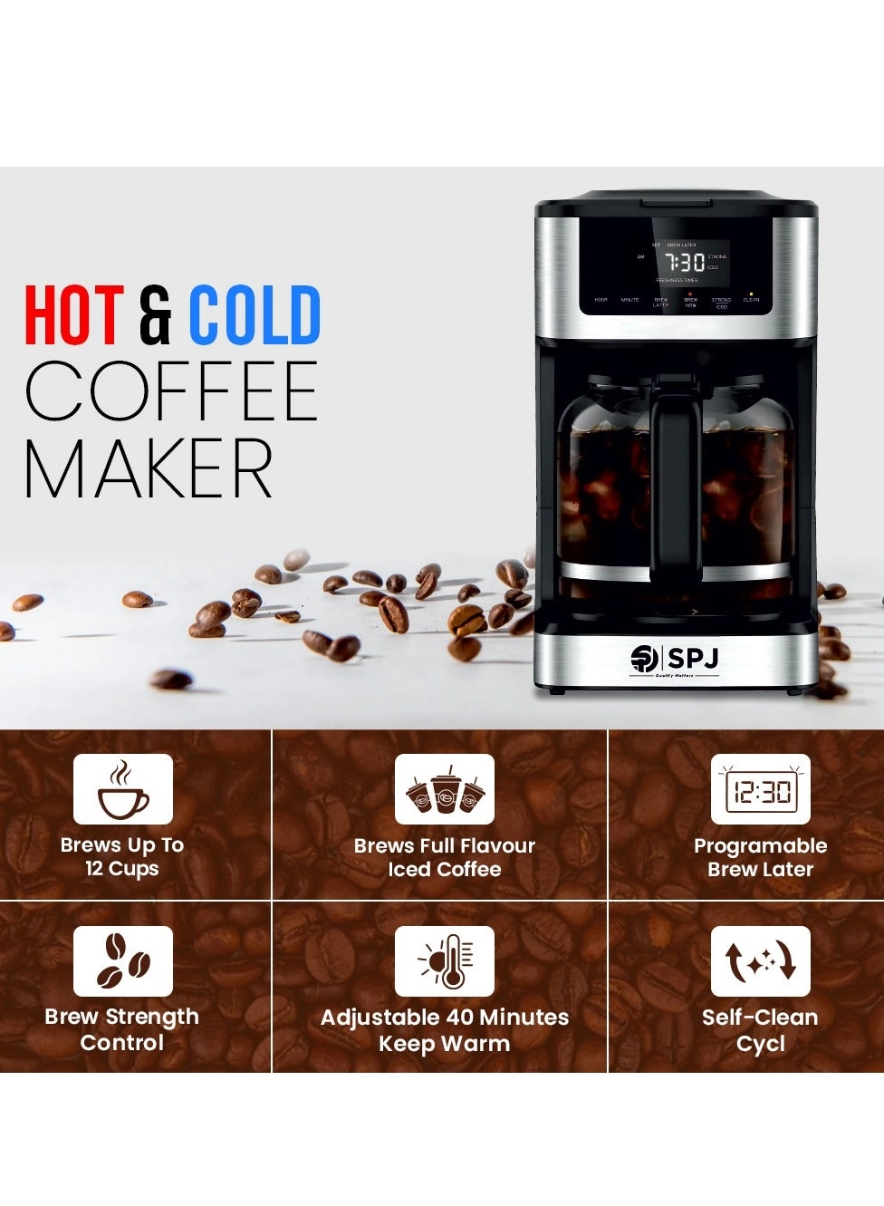 Drip Coffee Maker - Hot & Iced Brew Touch Screen Anti-Drip System