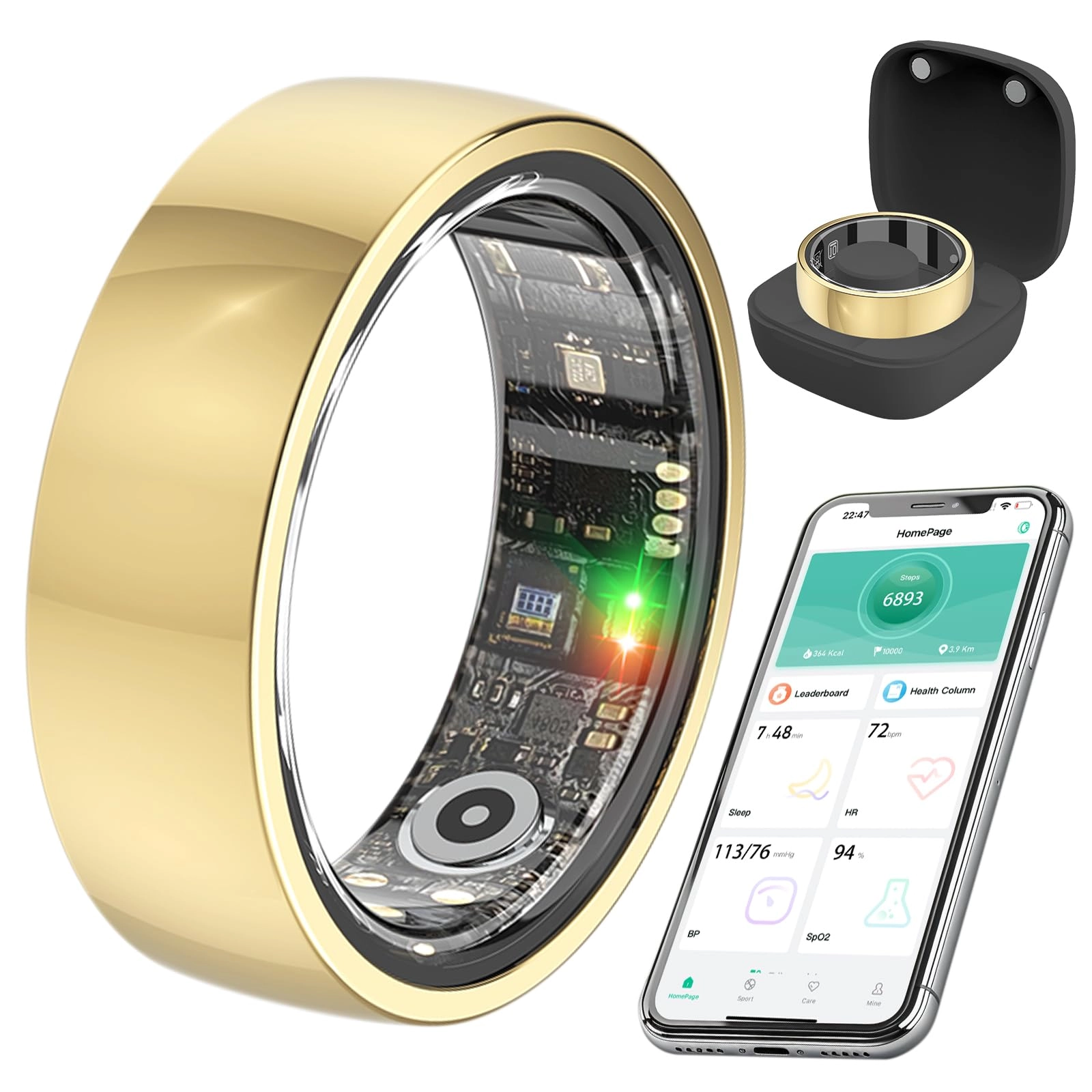 Smart Health Ring - Blood Pressure Monitor Heart Rate Blood Oxygen