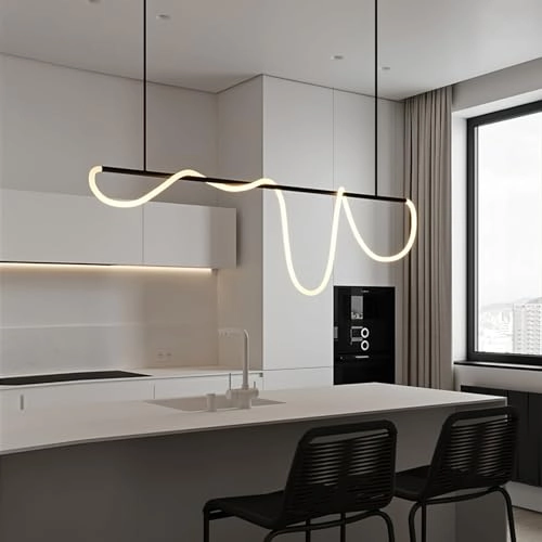 Wave LED Chandelier - Spiral 47.2 Inch Black
