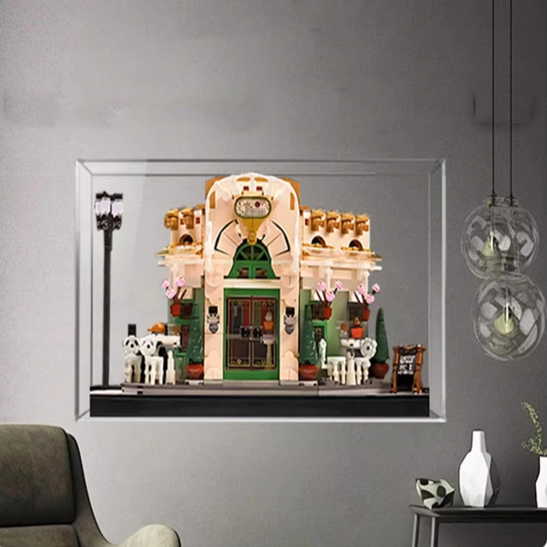 FEIRUBO Acrylic Display Box - Compatible with Lego 10362 Cafe Model Wall Mounted