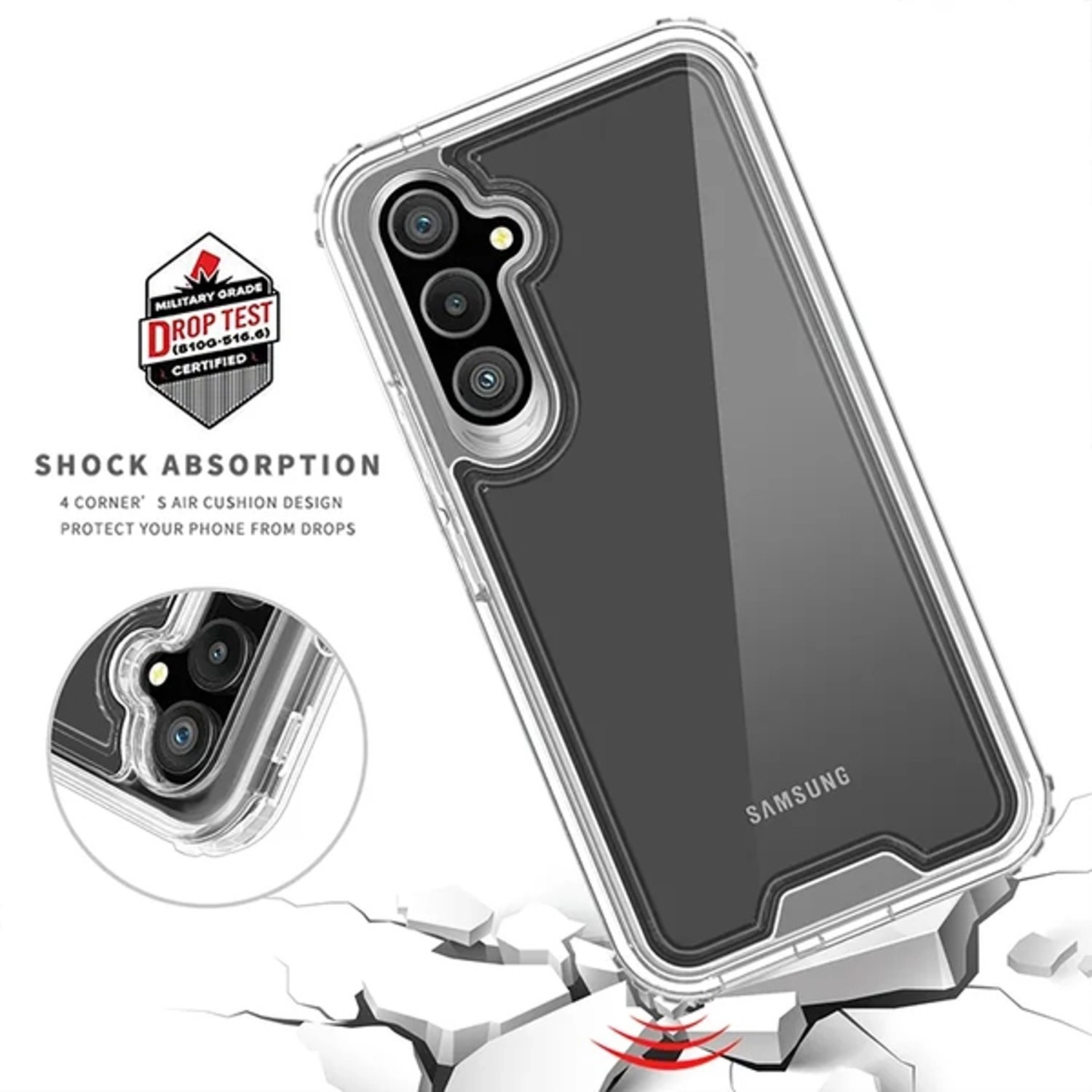 Case With Screen Protector Clear Case for Samsung Galaxy A14