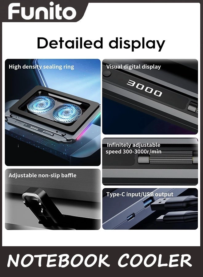 Gaming Laptop Cooling Pad - dual 14" to 17.3"