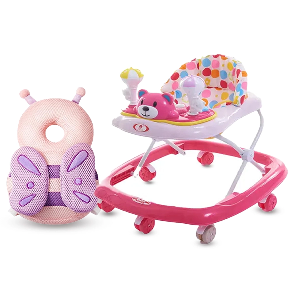 Star Babies Baby Walker - Coffee + Head Protection Pillow - Blue