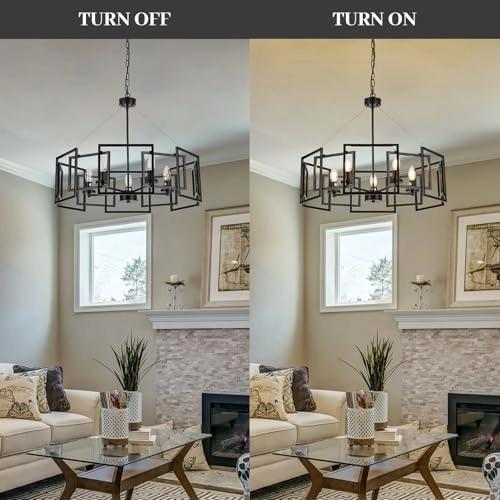 Geometric Chandelier - 5-Light Black Adjustable Height