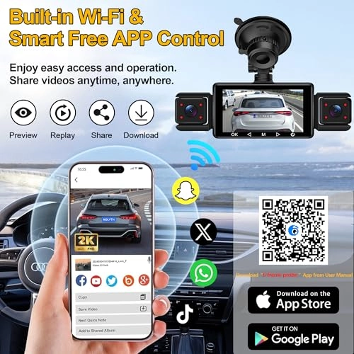 Dash Cam Front and Rear 4-Channel - 1440p