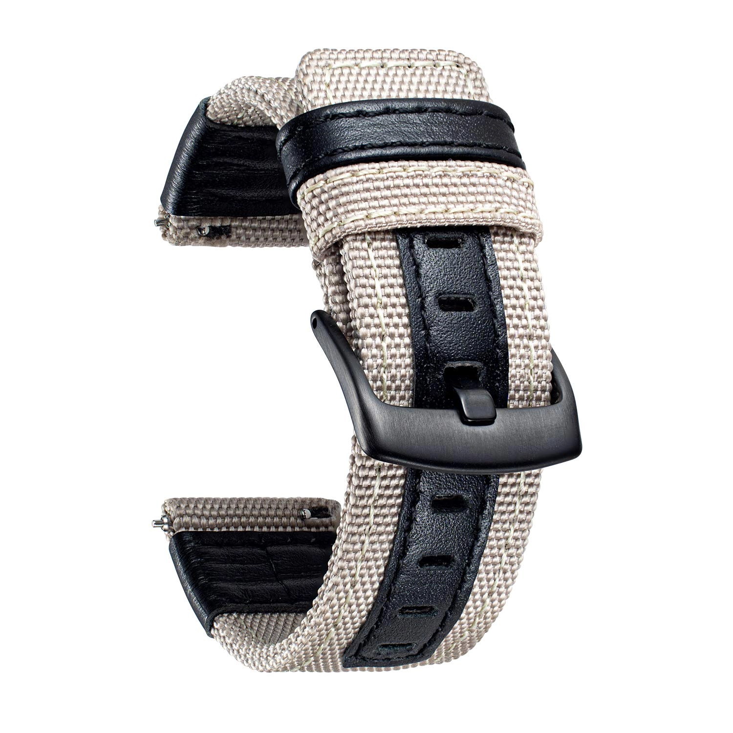 20mm 22mm Canvas Leather Hybrid Watch Band for Amazfit Bip/GTR/GTS/Pace/Stratos - 42mm 47mm