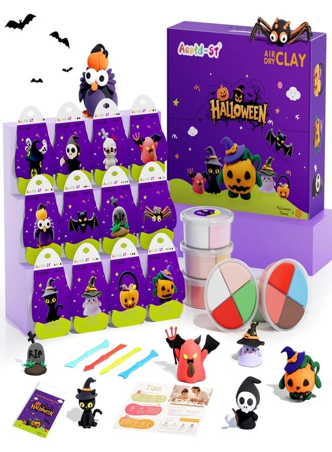 Aestd-ST Air Dry Clay Kit - Halloween Theme Ultra Light 12pcs.