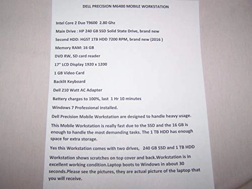 Precision M6500 - 15.6'' Core i7-2210 16GB DDR3 1000GB HDD 256GB SSD
