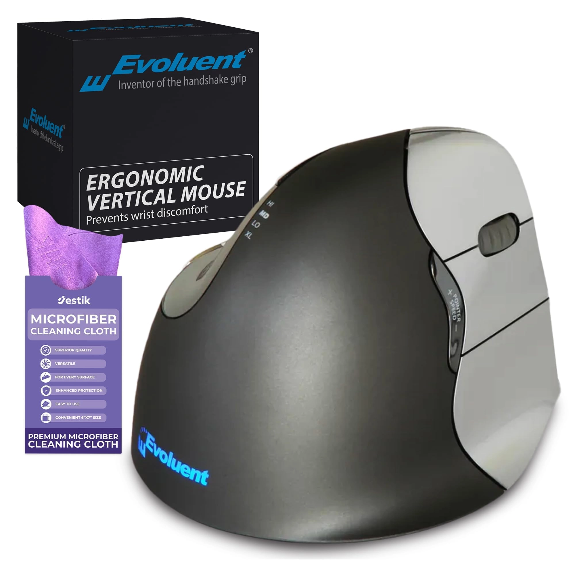 Jestik VerticalMouse 4 - USB Wired + Microfiber Cleaning Cloth