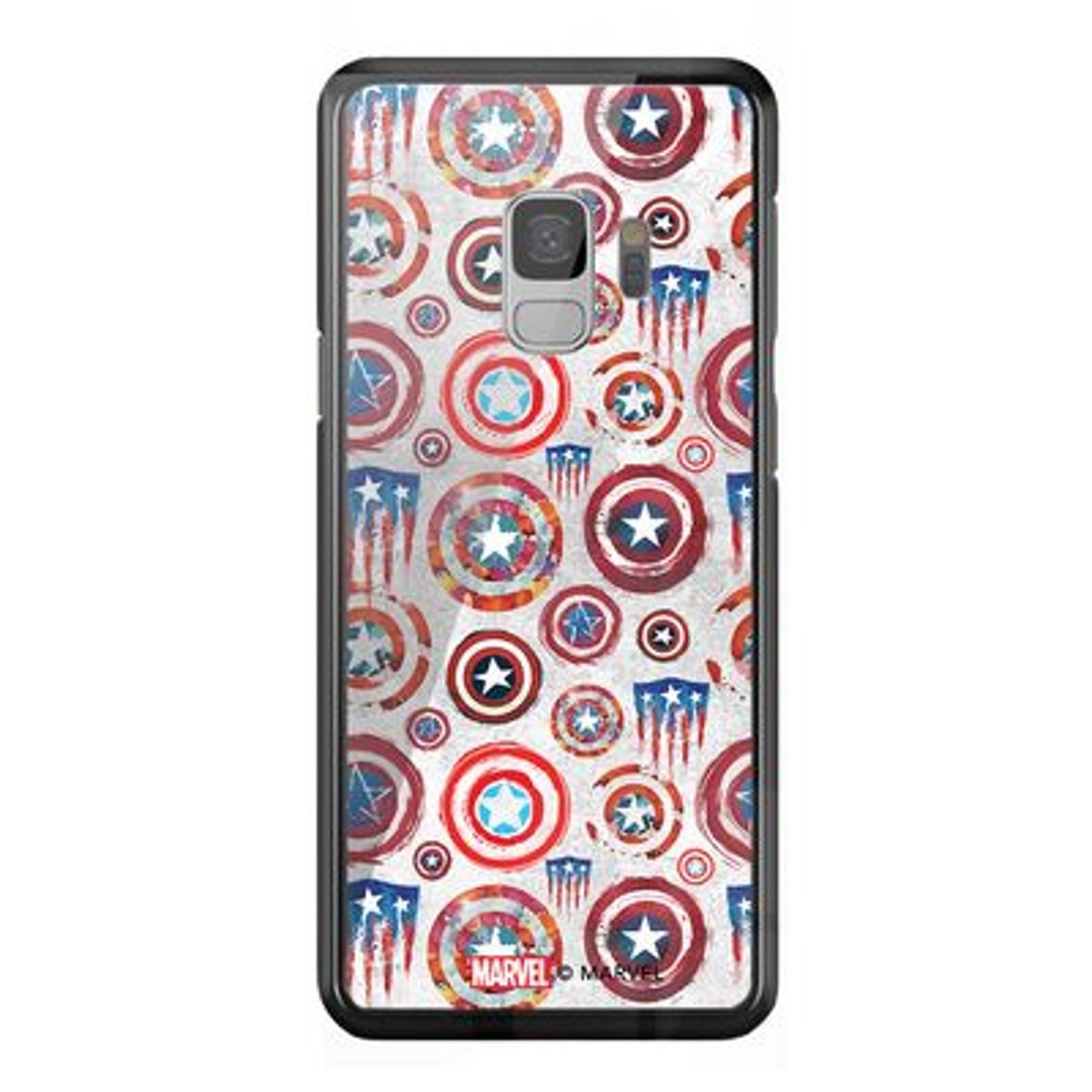 Wackylicious Captain'S Shield Back Case TPU Bumper Case + Tempered Glass Back for Galaxy S9