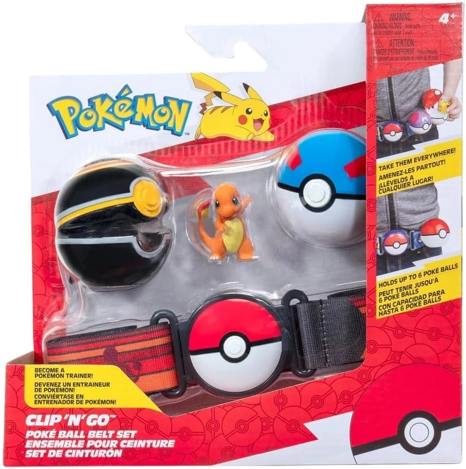 Pokémon Clip 'N' Go Poke Ball Belt + Charmander + Luxury Ball + Great Ball - 4 Years +