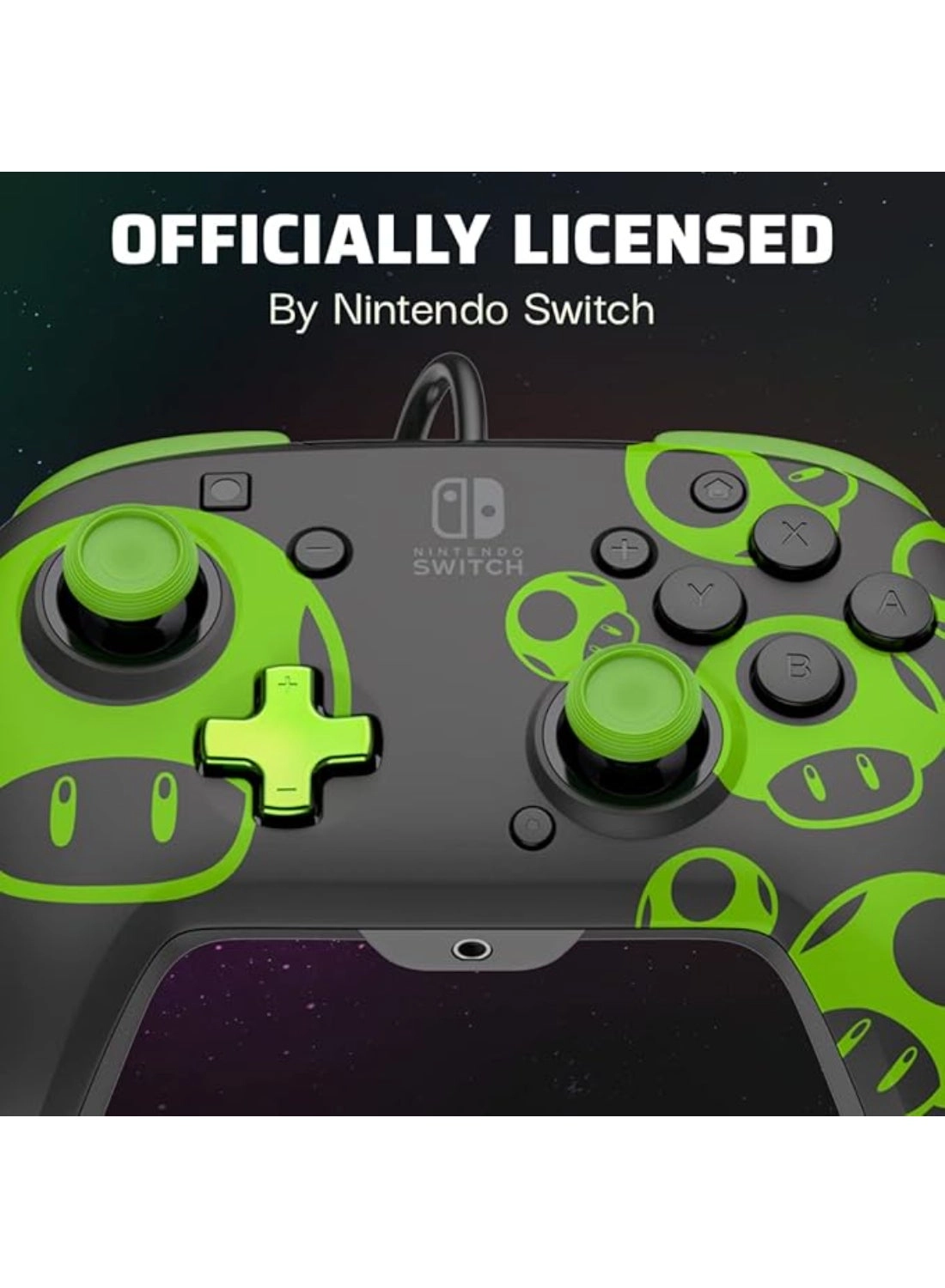 Nintendo Switch Sheikah Shoot Rematch Glow Wired Controller Black/Blue