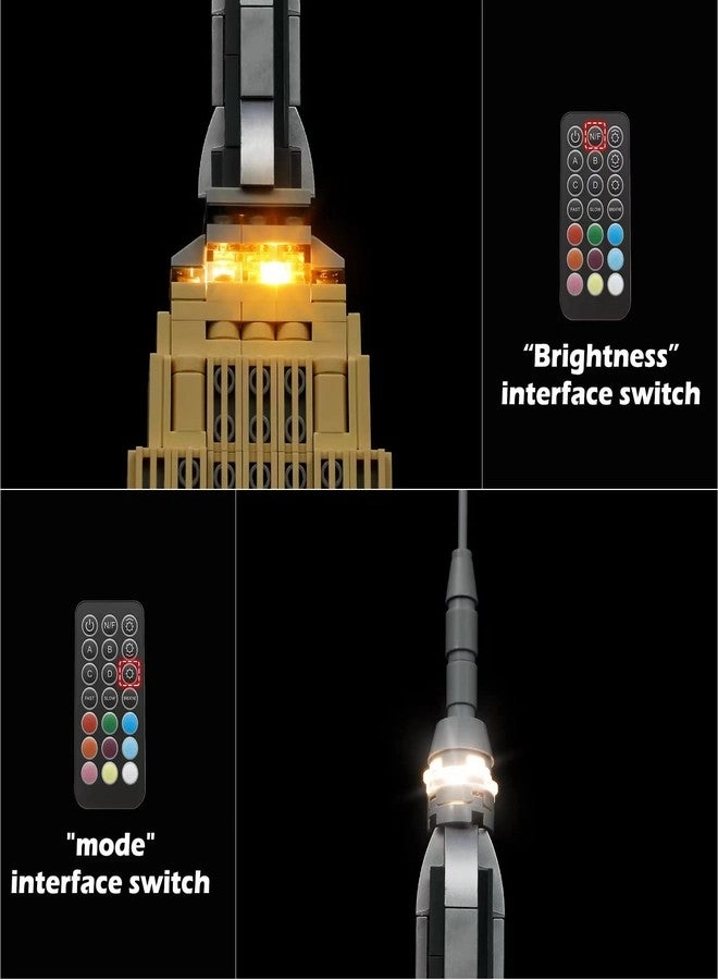LED Light Kit - Remote Control Compatible with Lego Empire State Building 21046