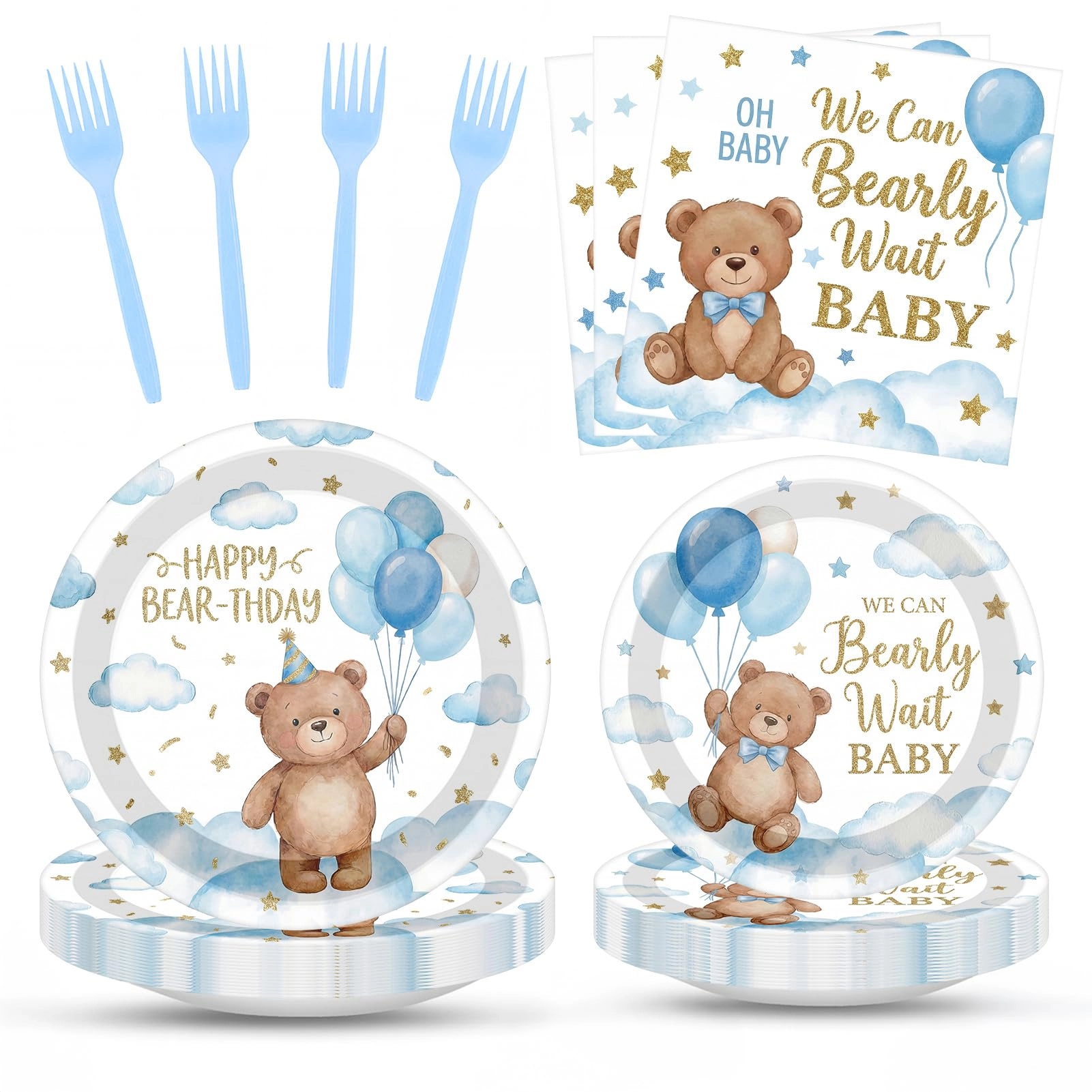 Happy Birthday Party Decorations Tableware Set - 96 Pcs