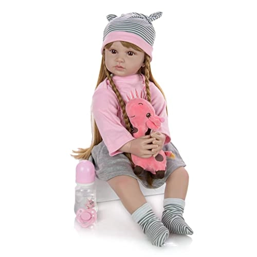 Reborn Baby Doll - 24 Inch Vinyl Cotton Body Pink Yarn Skirt Ages 3+