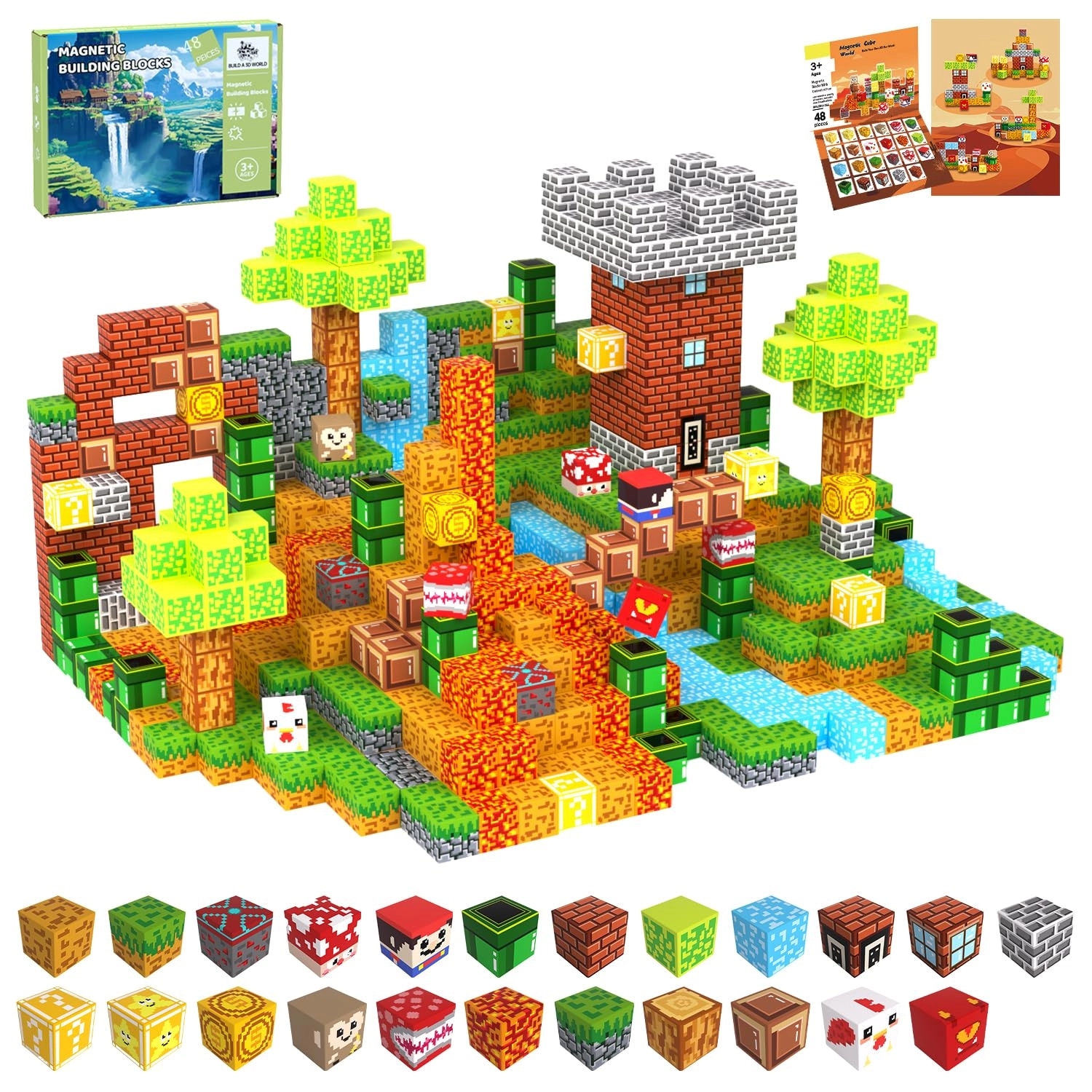 SSAWER Magnetic Building Blocks - Desert 48pcs