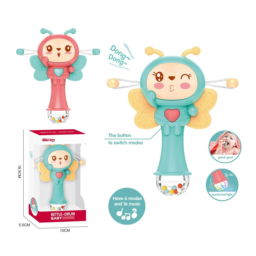 Rattle-Drum Baby Shake Stick - 12 months grind glue material