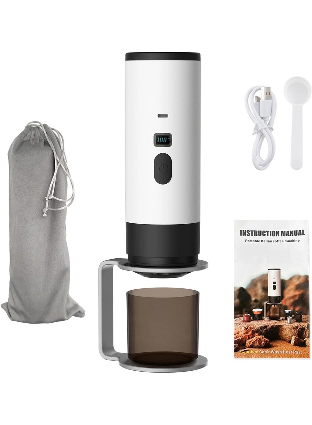 BUYCO Portable Electric Espresso - Digital Display USB Rechargeable Cup Carry Bag