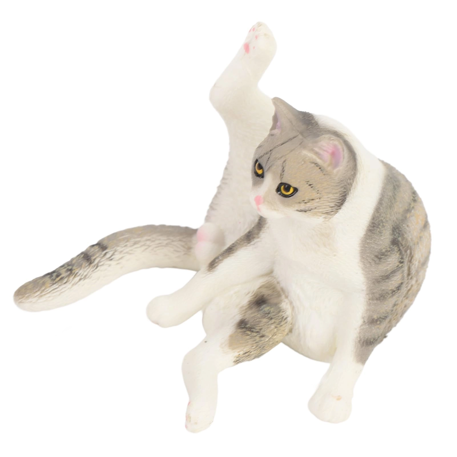 Depisuta Cat Figurine 7.98 cm Plastic - Gray Leg Lifting Sitting Cat