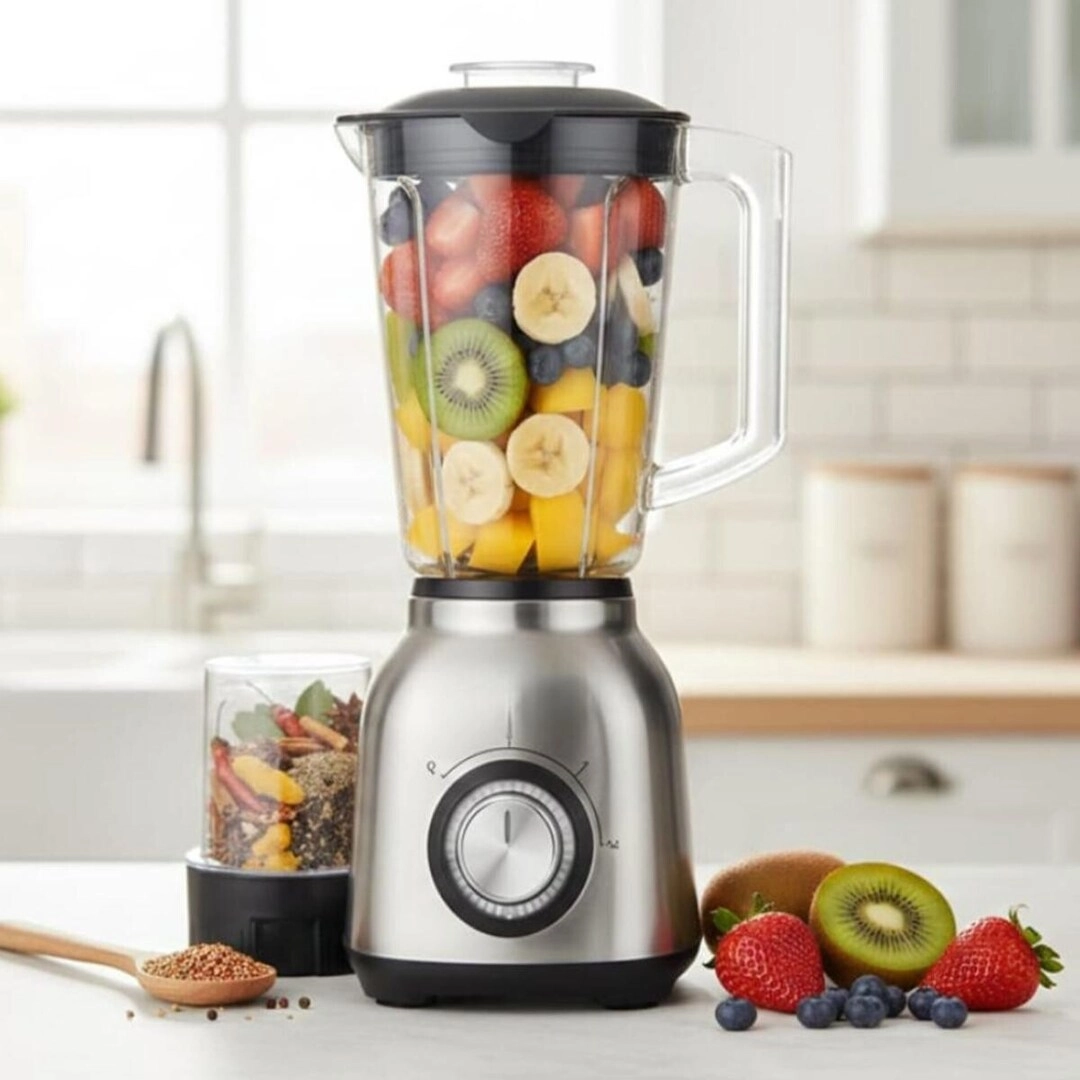 3-in-1 Multi-Speed Stainless Steel Blender & Grinder System - 1200W