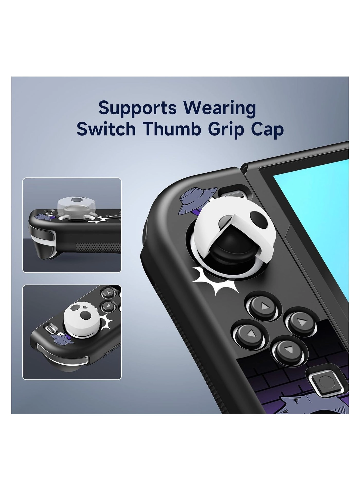 Nintendo Switch OLED Case - Ergonomic Comfort Grip TPU 2x Skull Joystick Caps