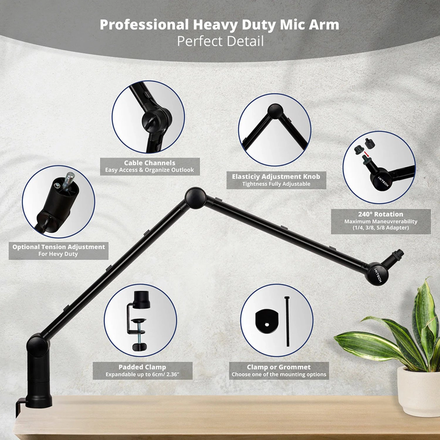 ELEGANCE MI02 - Adjustable Mic Arm Black