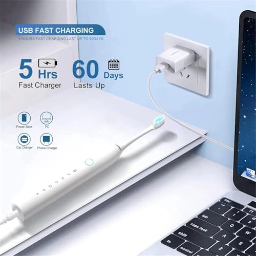 Sonic Electric Toothbrush - 6 Cleaning Modes IPX7 8 Brush Heads