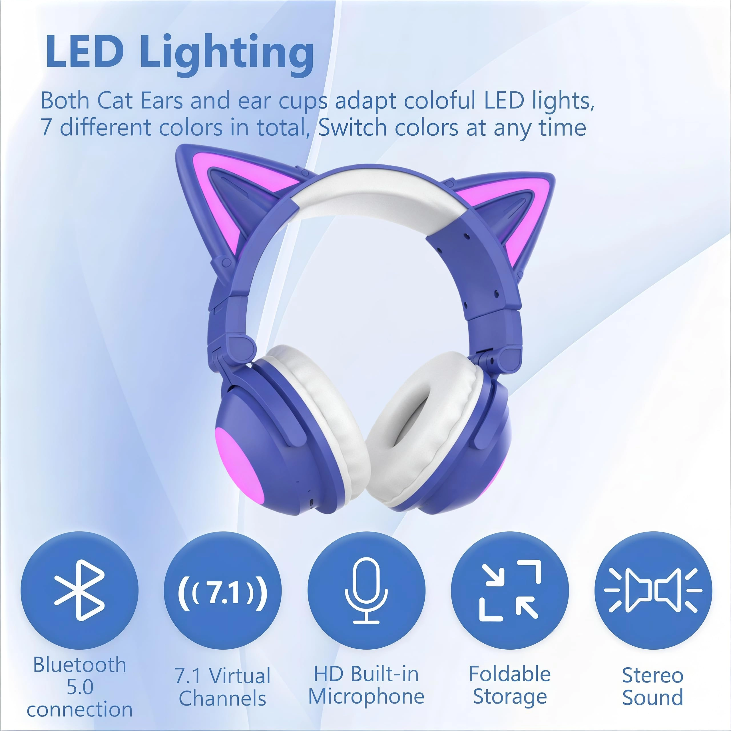 Cat Ear Bluetooth Headphones Wireless Headphone