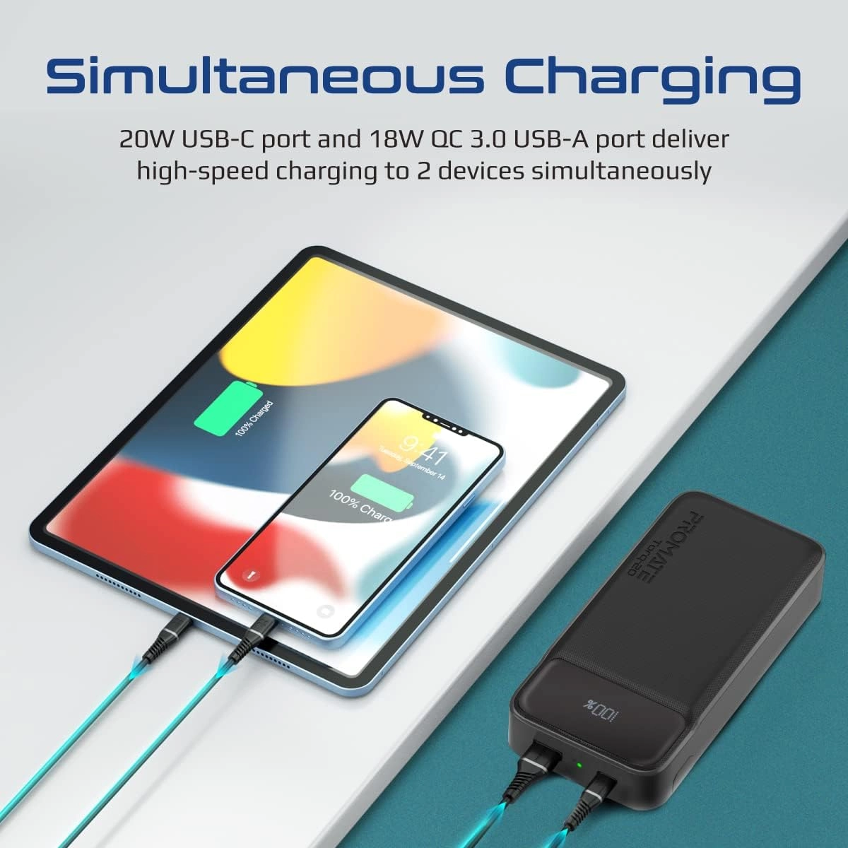 AuraTorq-20 - 20000mAh Fast Charging 15W Wireless