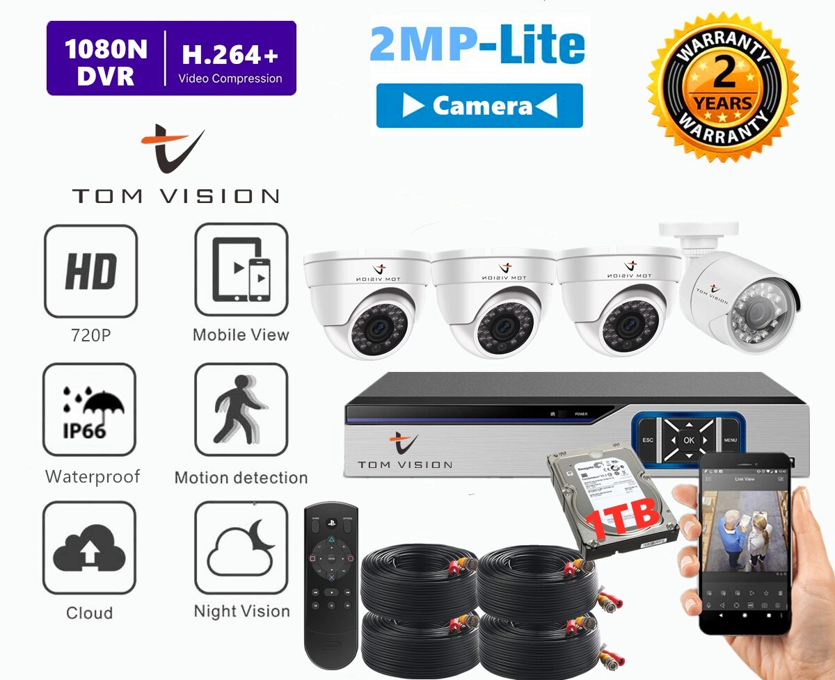 2Megapixels 4Channel Home Security Camera System - 4Pcs 720p