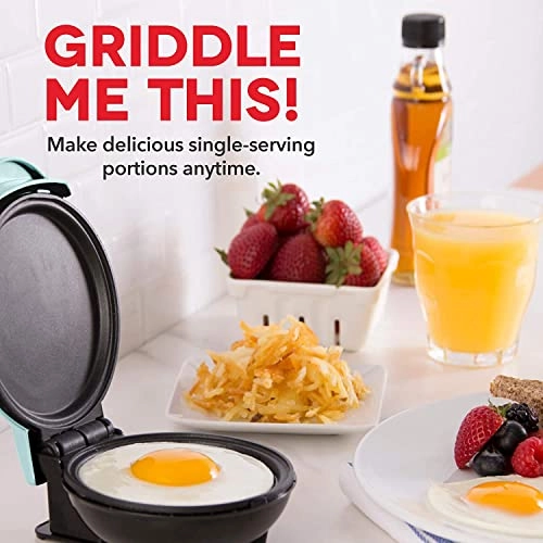 Mini Maker Electric Round Griddle - 4 Inch 350 watts Aqua