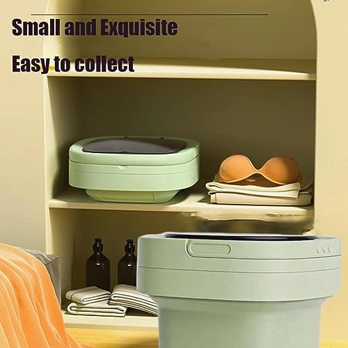 HTONVK 6.5L Portable Washing Machine, Foldable Mini Small Washer for Baby Clothes, Underwear or Small Items, Washing Machine with Drain Basket for Travelling, Camping, Apartment, Dorm