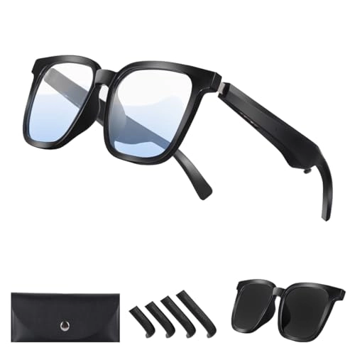 GT03 - Square-framed Black+Transparent Lens Bluetooth 5.0