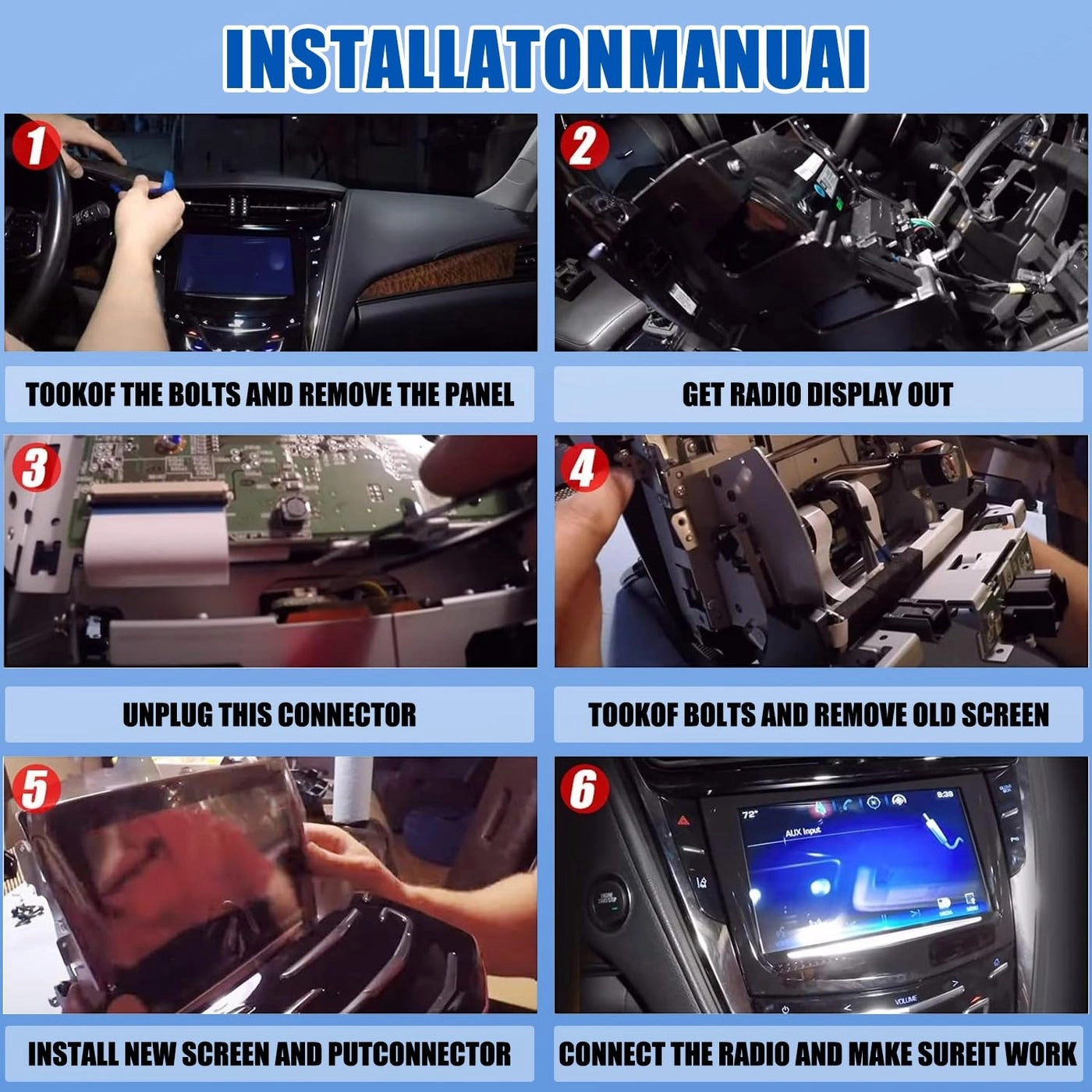 CUE Touch Screen Display - Compatible with 2013-2017 ATS Escalade SRX XTS CTS CTS-V Includes Trim Removal Tool