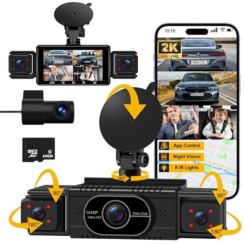 Dash Cam Front and Rear 4-Channel - 1440p