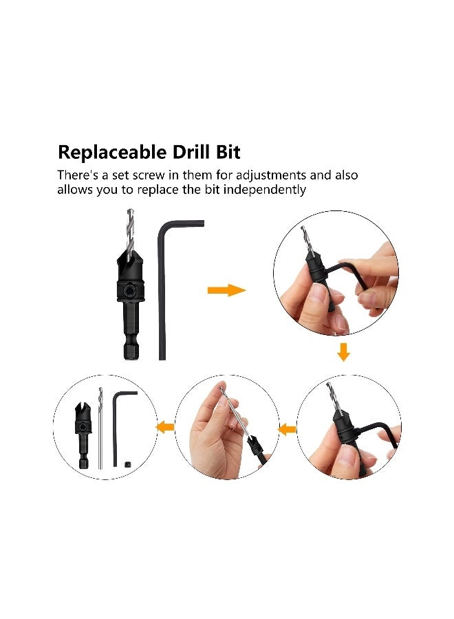 Countersink Drill Bit Set - Hss 5 Piece 3/8"