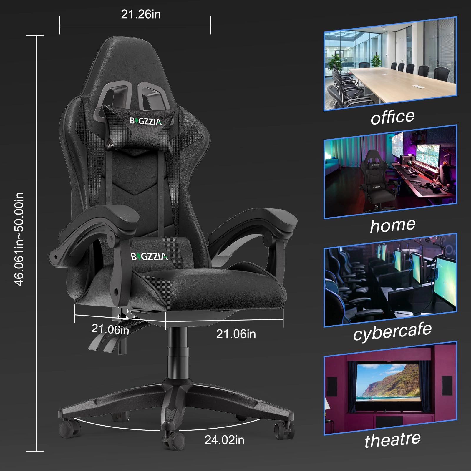 Gaming Chair - Ergonomic Height Adjustable Without Footrest