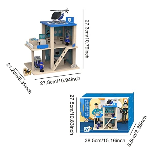 Pink Princess Wooden Dollhouse + Miniature Fire Station Wooden Dollhouse + Station Wooden Dollhouse