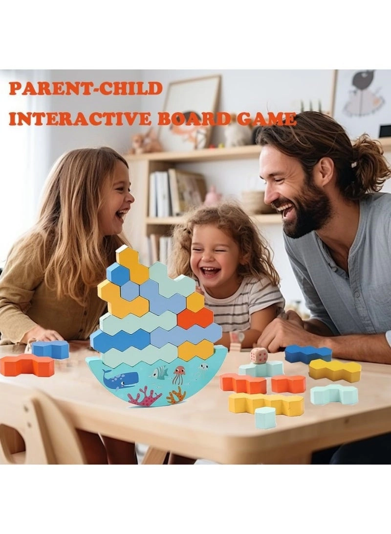 Tower Balance Game - Wooden Blocks Wobbling Chassis