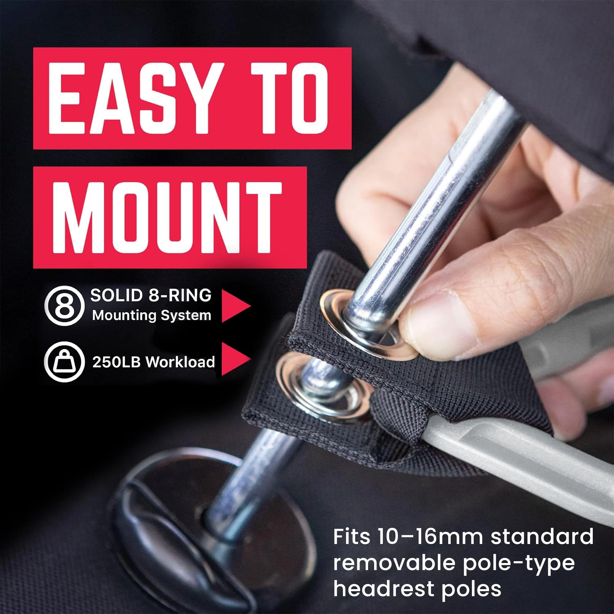 BackGrip Pro - 2-Pack Billet Silver Headrest Handle