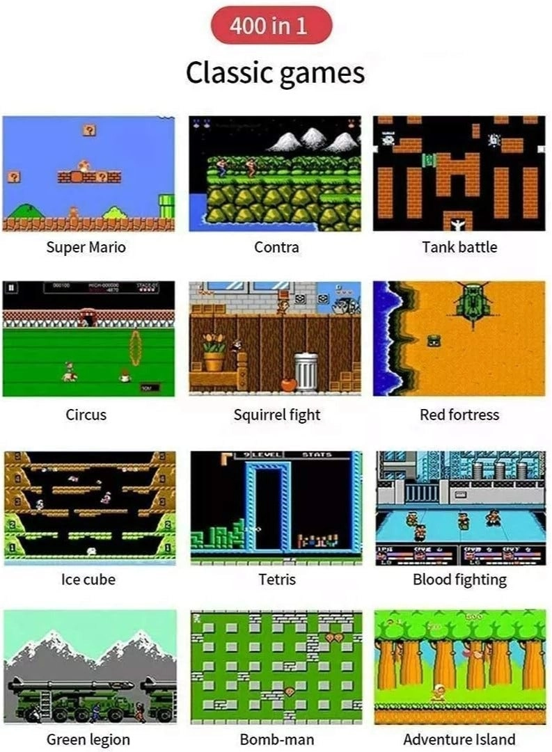 Handheld Game Console - 400 Built-in Games 3-Inch Color Screen Rechargeable Battery